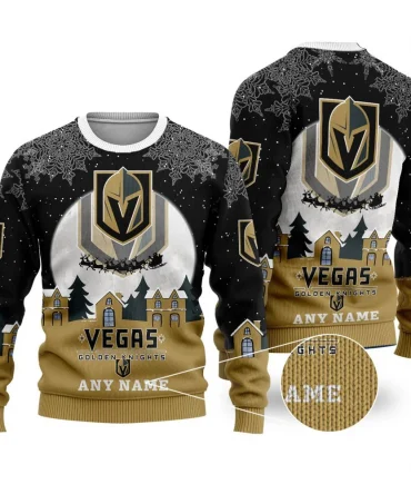 NHL Vegas Golden Knights Personalized Name Christmas Ugly Sweater Design ST2306