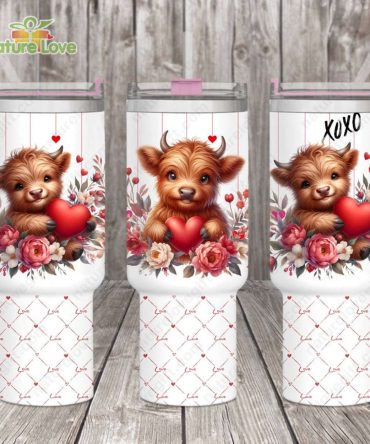 Cute Cow Love Mug with Heart and Flowers - Perfect Gift for Animal Lovers