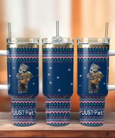 Cute Holiday-Themed Tumbler with Handle and Straw - Perfect Gift