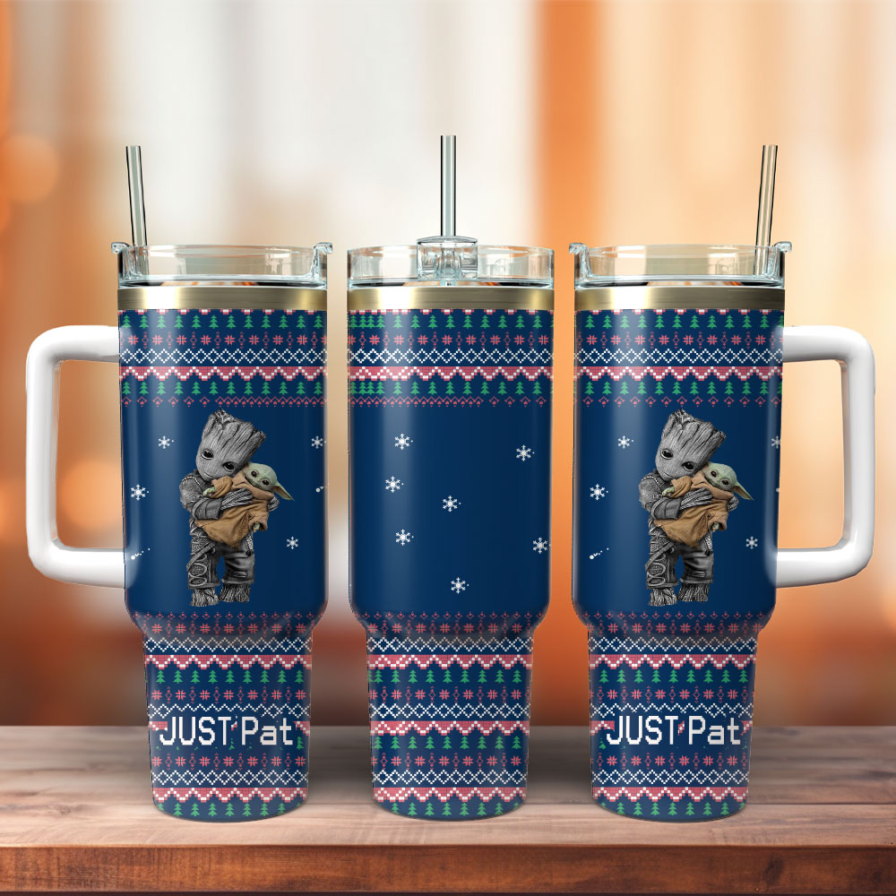 Cute Holiday-Themed Tumbler with Handle and Straw - Perfect Gift