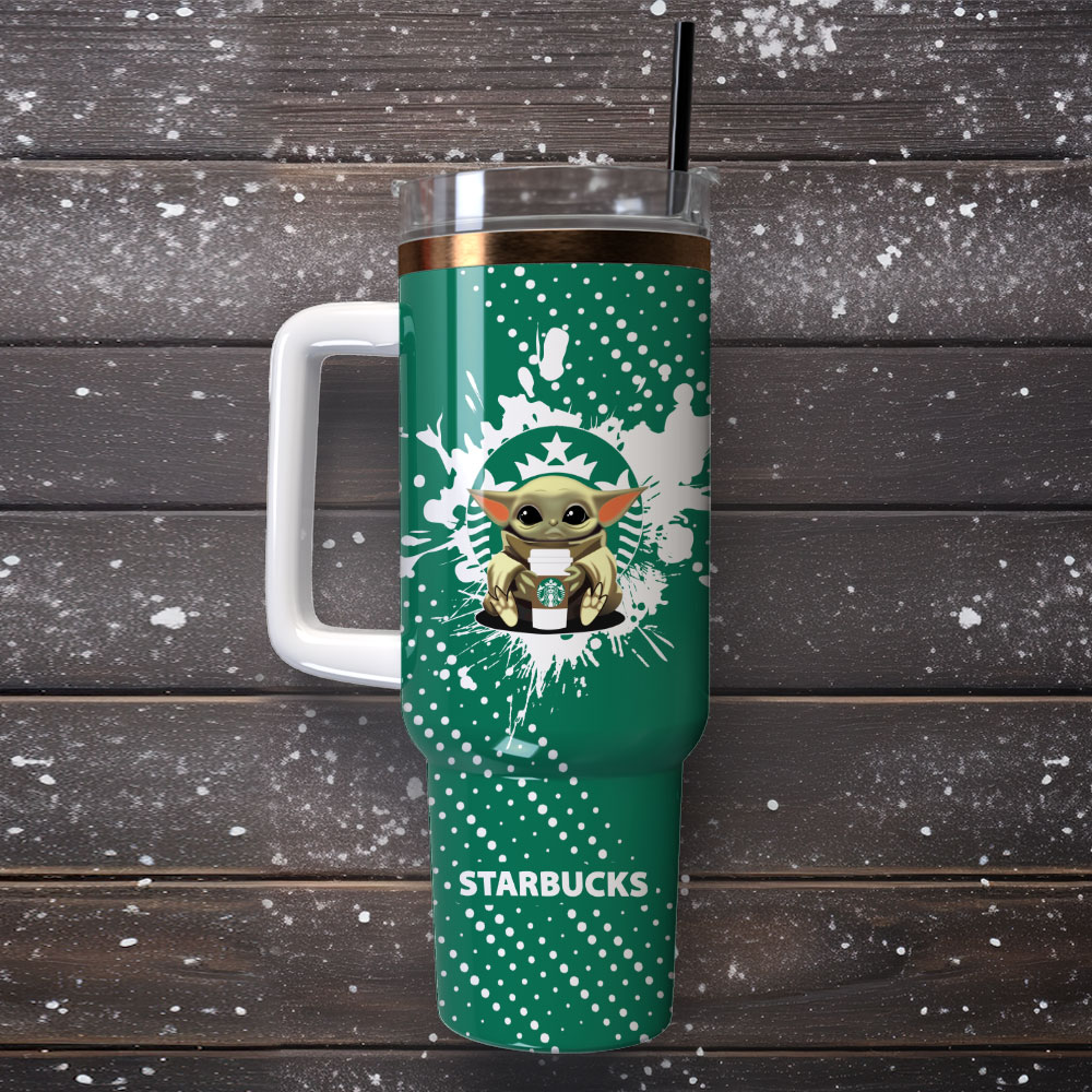 Cute Green Stainless Steel Tumbler with Straw - Double Wall Insulated Travel Mug - Image 4