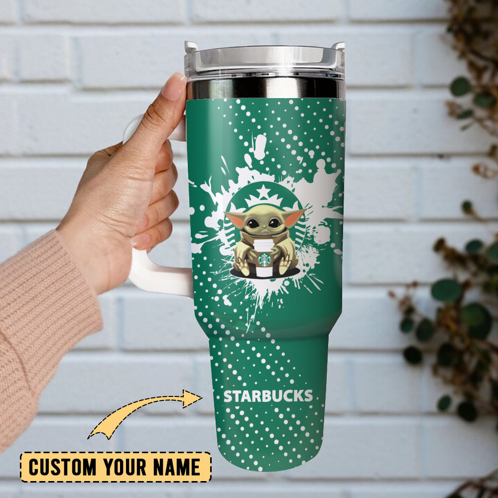 Cute Green Stainless Steel Tumbler with Straw - Double Wall Insulated Travel Mug - Image 2