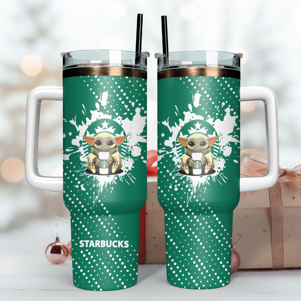 Cute Green Stainless Steel Tumbler with Straw - Double Wall Insulated Travel Mug - Image 3