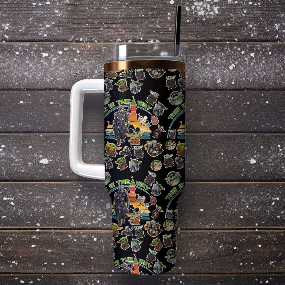 Galaxy Adventure Tumbler - Insulated Travel Mug with Handle & Straw - Image 4