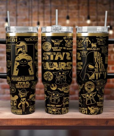 Baby Yoda Star Wars Movies Custom Stanley Quencher 40oz Stainless Steel Tumbler With Handle