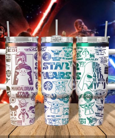 Baby Yoda Star Wars Movies Custom Stanley Quencher 40oz Stainless Steel Tumbler With Handle