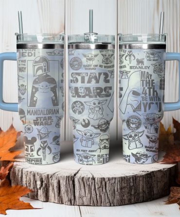 Baby Yoda Star Wars Movies Custom Stanley Quencher 40oz Stainless Steel Tumbler With Handle