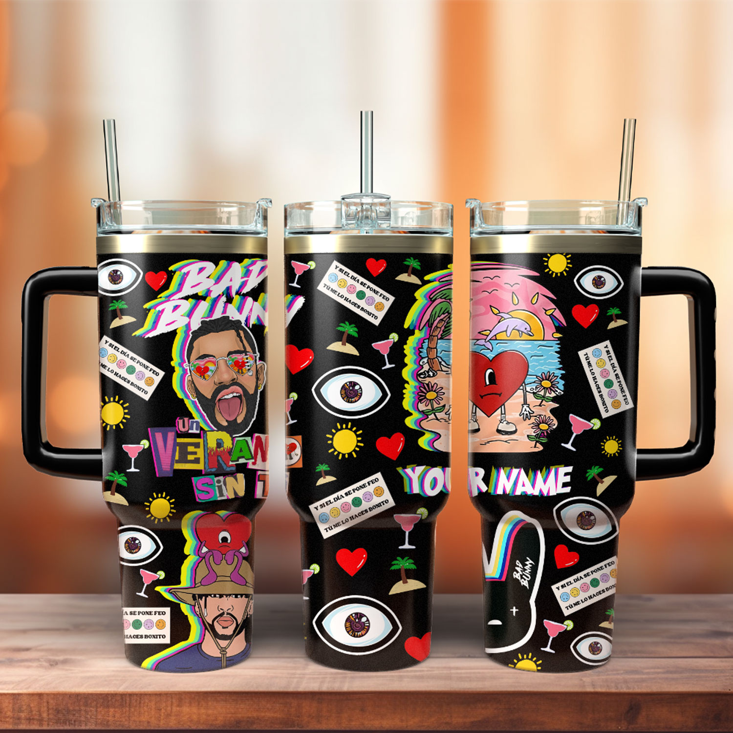 Bad Bunny Music Custom Stanley Cup 40 oz 30 oz Tumbler With Handle - Image 3