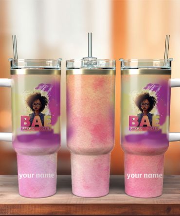 Customizable BAE Tumbler - Black and Educated with Handle & Straw