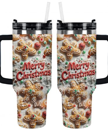 Baking Merry Christmas Custom Stanley Quencher 40oz Stainless Steel Tumbler With Handle