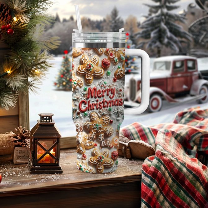Baking Merry Christmas Custom Stanley Quencher 40oz Stainless Steel Tumbler With Handle - Image 3