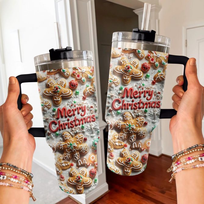 Baking Merry Christmas Custom Stanley Quencher 40oz Stainless Steel Tumbler With Handle - Image 2