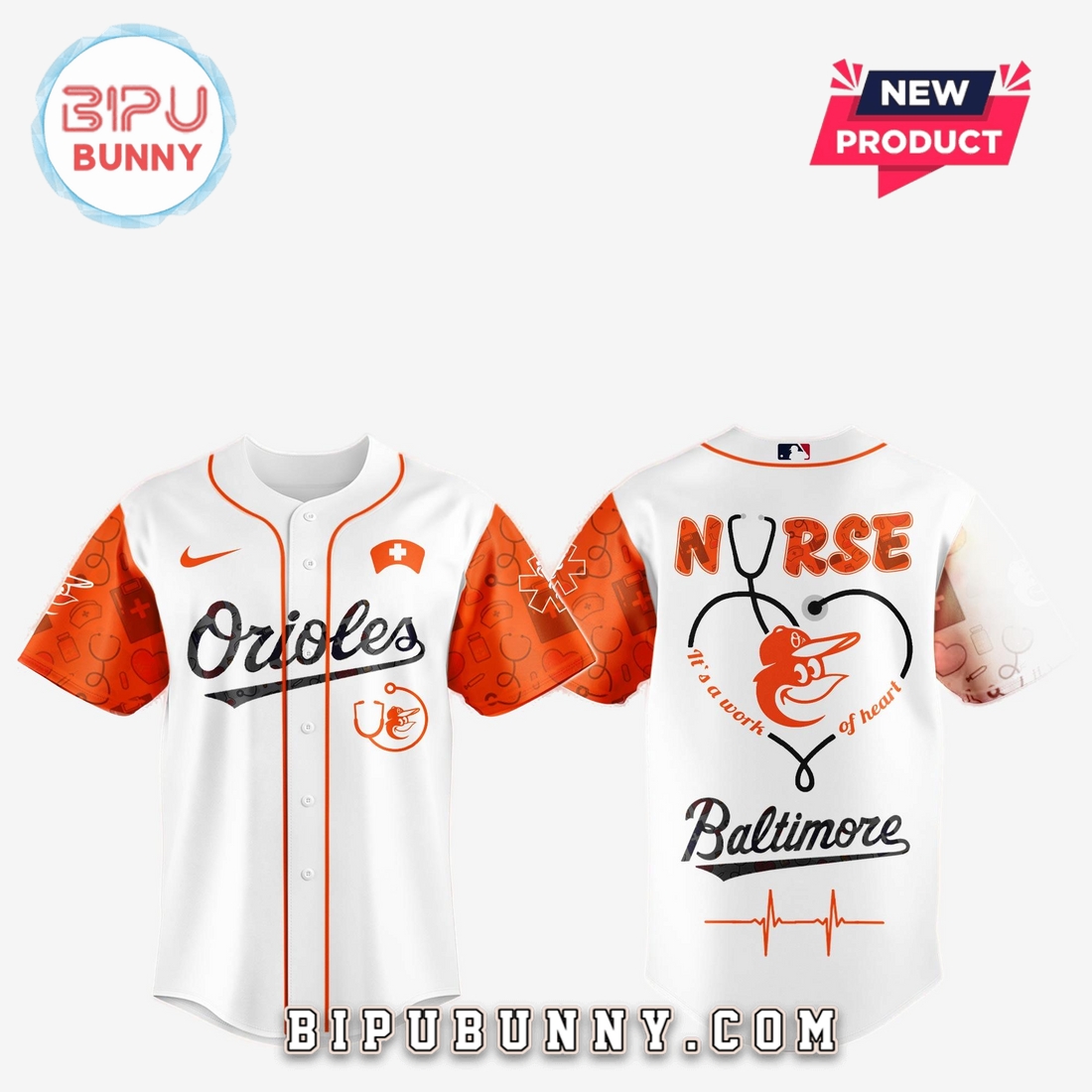 Baltimore Orioles MLB Nurses Game Night Baseball Jersey - Image 2