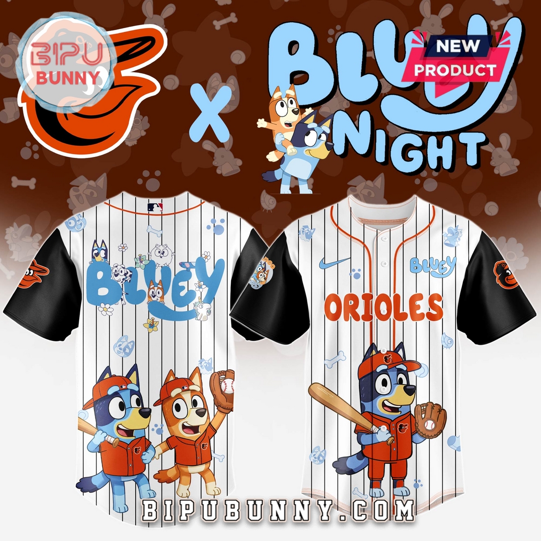 Baltimore Orioles MLB x Bluey And Bingo Baseball Jersey - Image 2