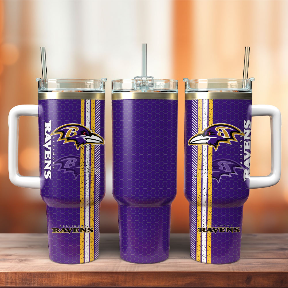Official Baltimore Ravens Tumbler with Handle & Straw - Perfect for Fans
