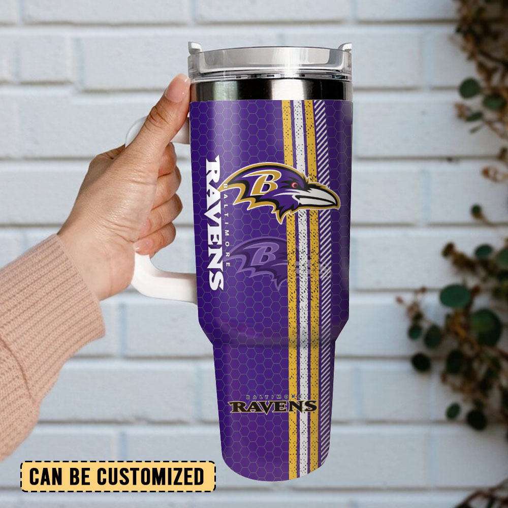 Official Baltimore Ravens Tumbler with Handle & Straw - Perfect for Fans - Image 2