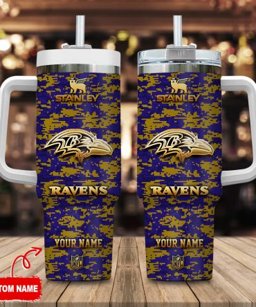 Customizable NFL Team Tumbler - Personalized Camo Design with Handle & Straw