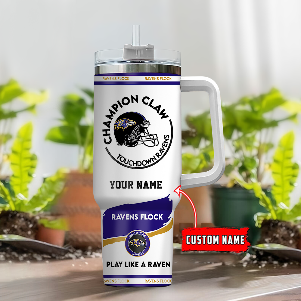 Custom Ravens Flock Tumbler - Personalized NFL Fan Gift with Name - Image 2