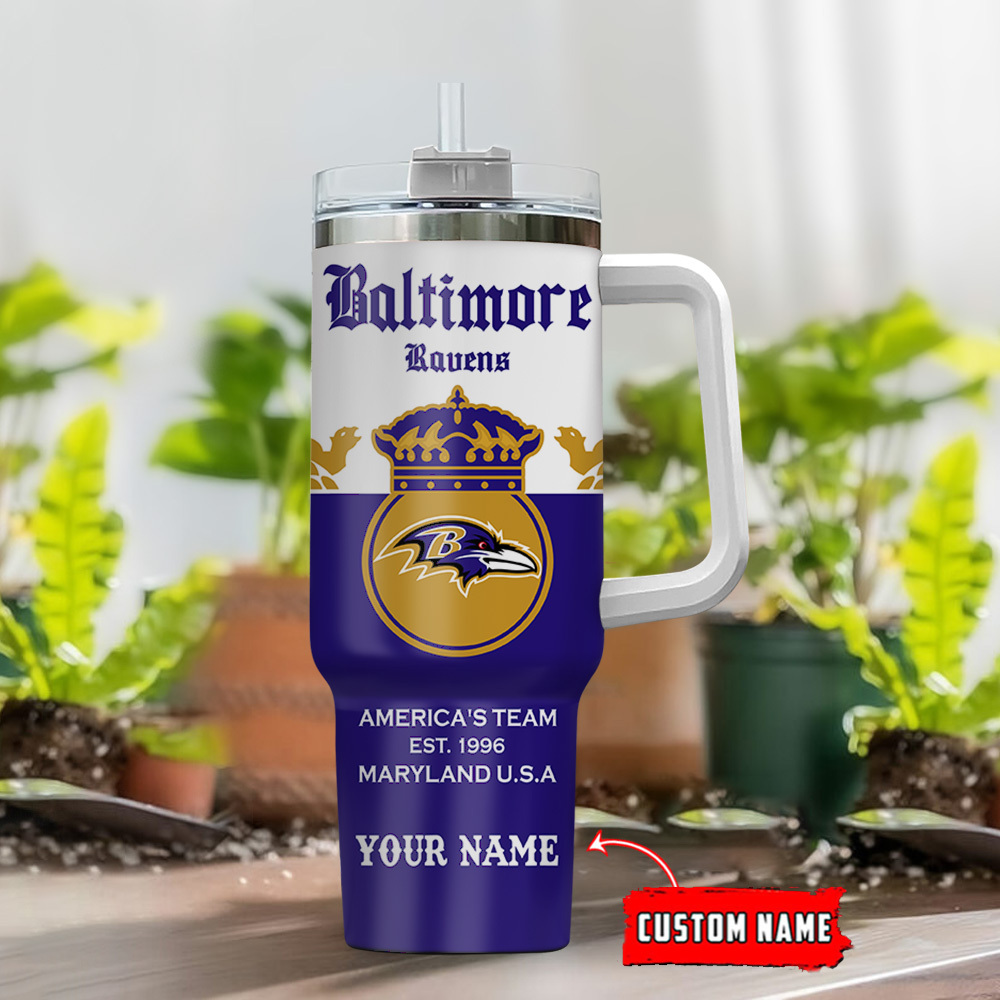 Custom Baltimore Football Team Tumbler - Personalized Name Gift Mug - Image 2