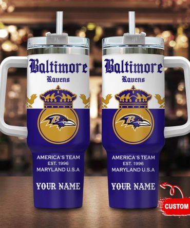 Custom Baltimore Football Team Tumbler - Personalized Name Gift Mug