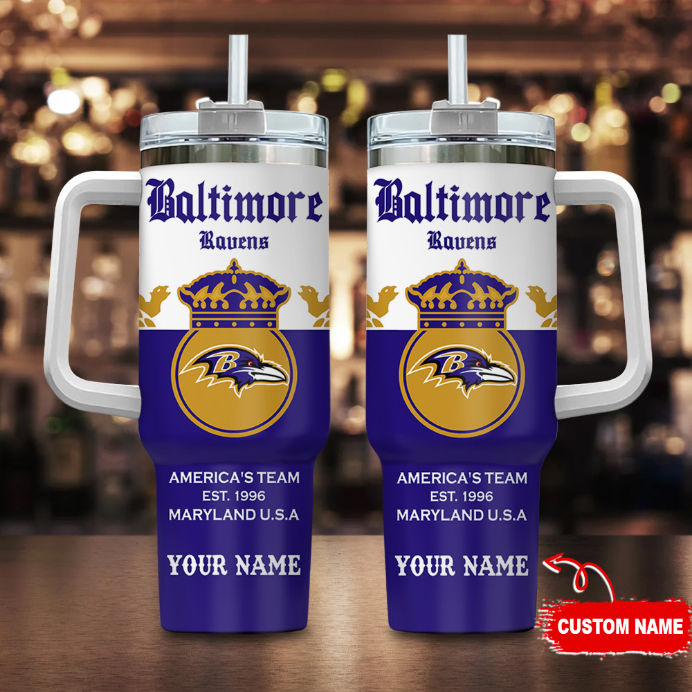 Custom Baltimore Football Team Tumbler - Personalized Name Gift Mug