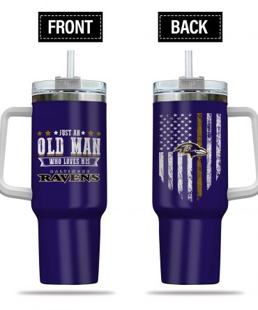 Baltimore Ravens Fan Travel Mug - Perfect Gift for Dad, Double-Wall Insulated Tumbler with Straw, 40oz