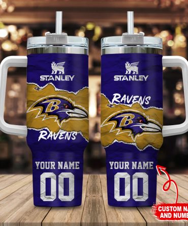 Customizable Ravens Tumbler with Straw - Personalized Name & Number