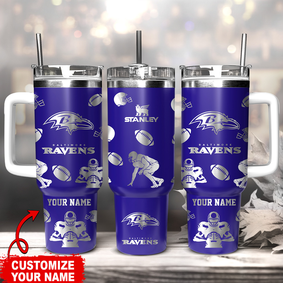 Customizable Baltimore Ravens Tumbler - Personalized NFL Fan Gift
