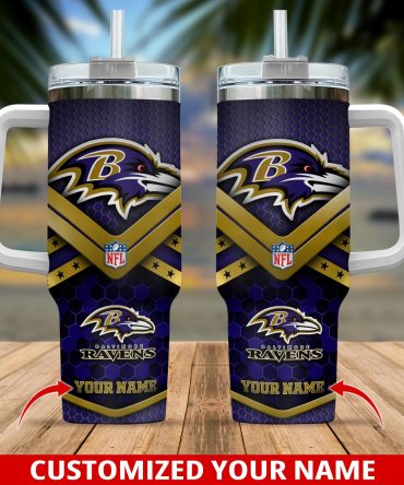 Personalized NFL Team Tumbler with Handle - Custom Name & Logo Design