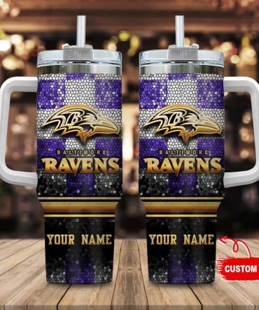 Custom Baltimore Ravens Tumbler with Handle – Personalized Name & Insulated Design