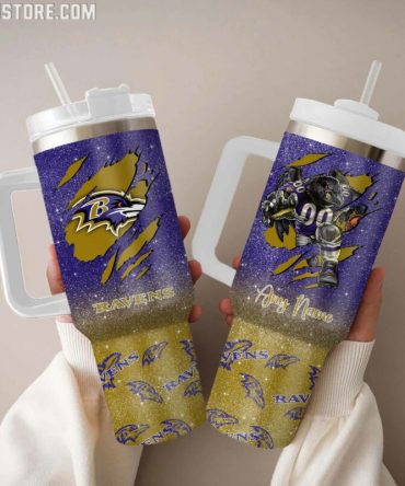 Customizable Ravens Tumbler with Handle - Show Your Team Spirit