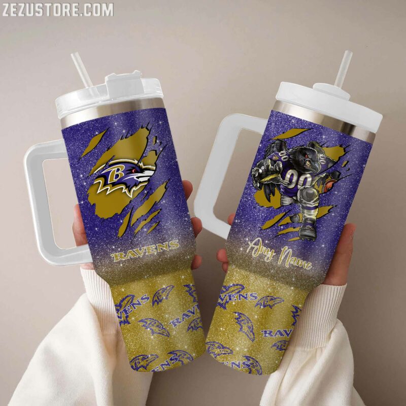 Customizable Ravens Tumbler with Handle - Show Your Team Spirit