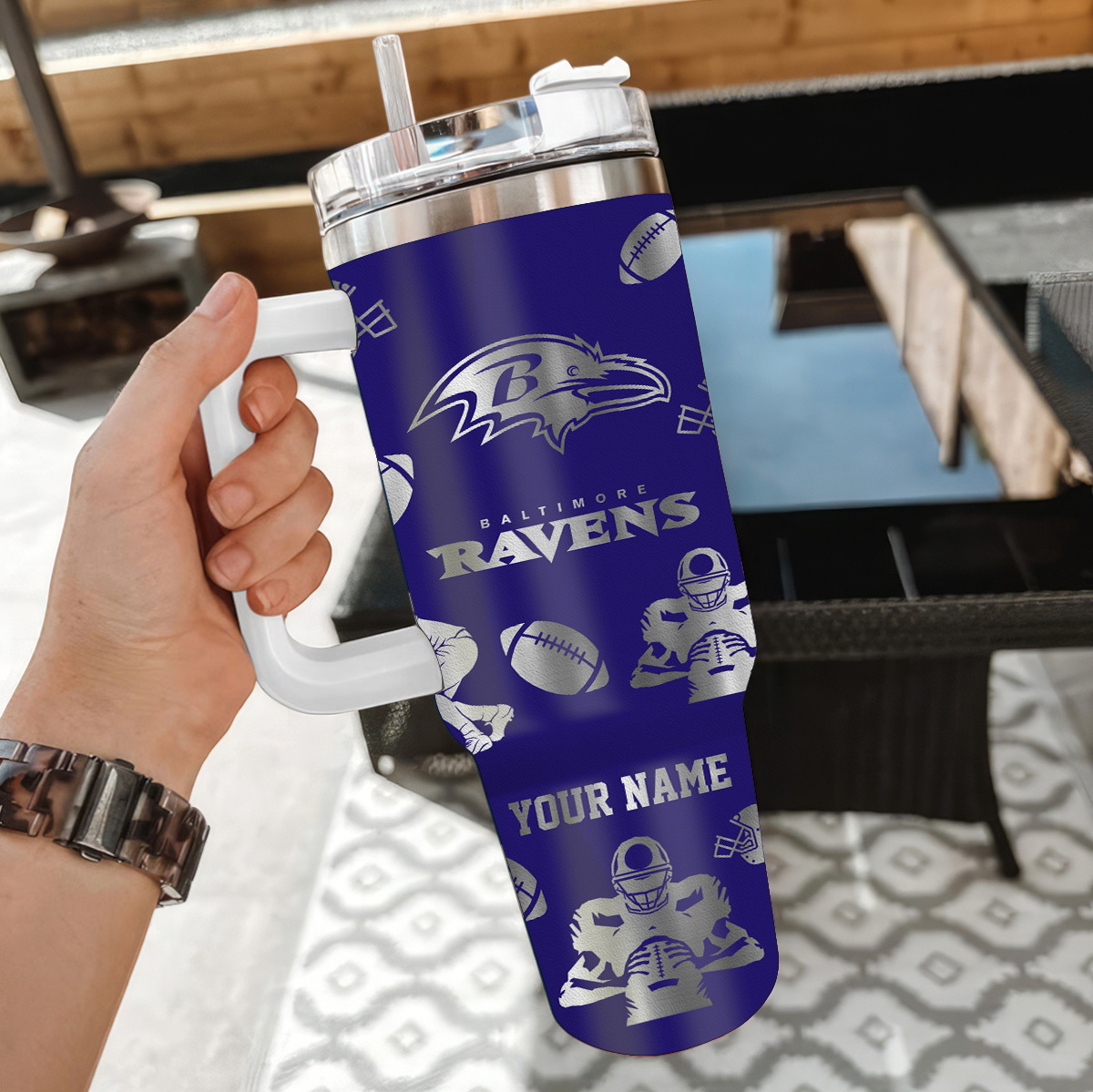Customizable Baltimore Ravens Tumbler - Personalized NFL Fan Gift - Image 2