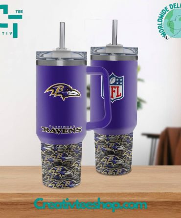 Baltimore Ravens NFL Stainless Steel Tumbler with Handle - 40oz