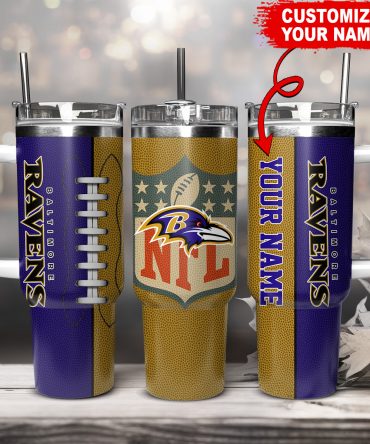 Personalized Baltimore Ravens Tumbler - Custom NFL Football Design with Your Name