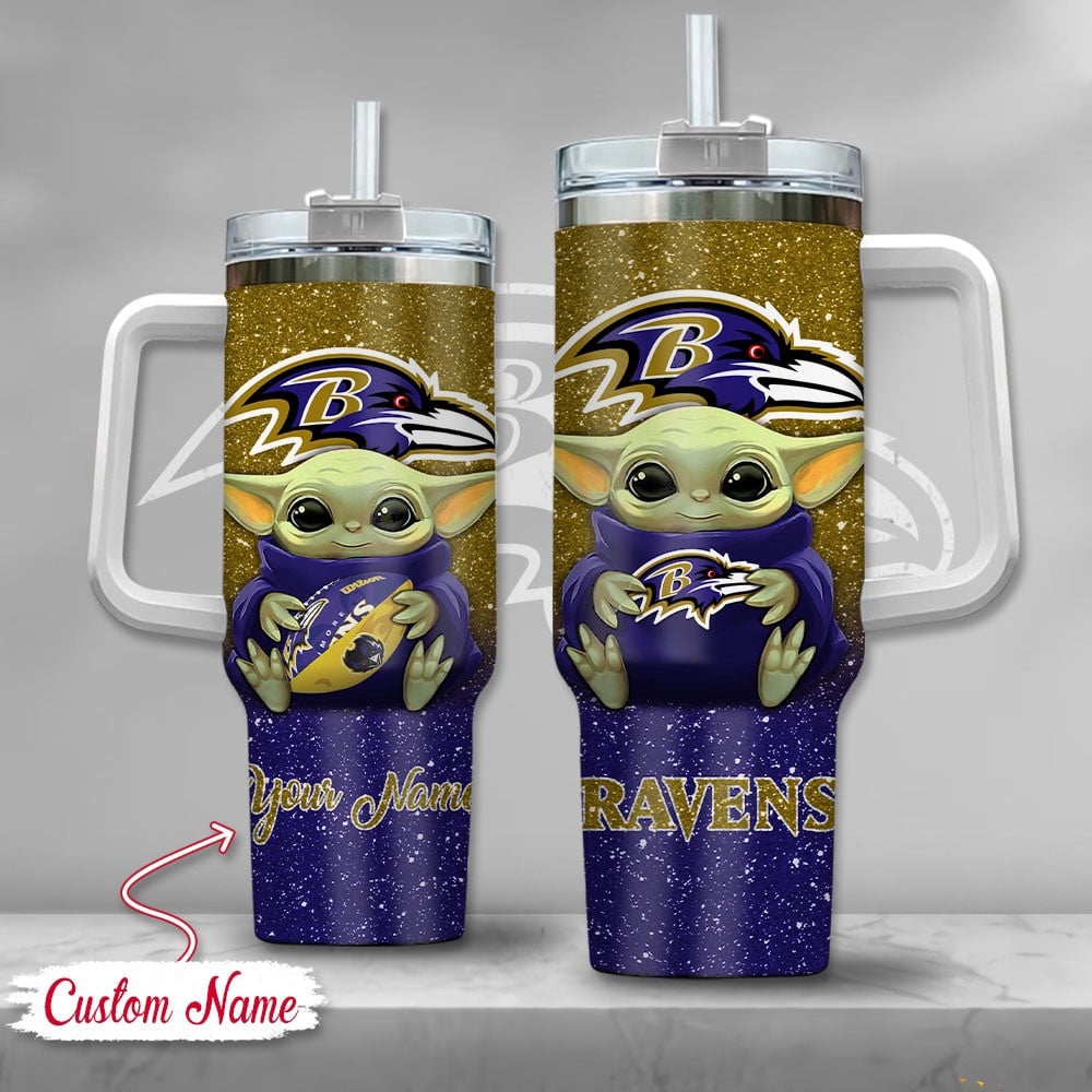 Custom Name Baby Alien Football Tumbler - Personalized Gift for Fans