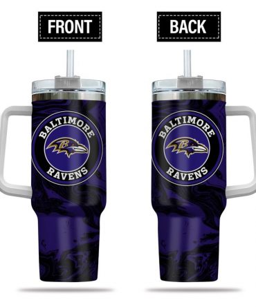 Official Baltimore Ravens Insulated Tumbler with Handle - Keep Drinks Hot or Cold