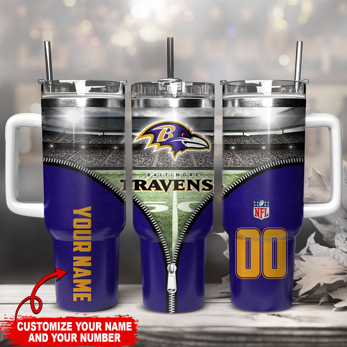 Personalized NFL Team Tumbler - Custom Name & Number