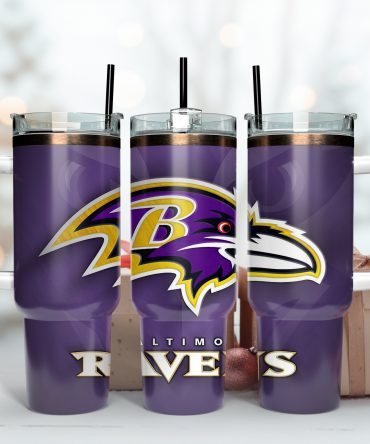NFL Ravens Travel Mug - Insulated Tumbler with Handle & Straw, Perfect for Game Day