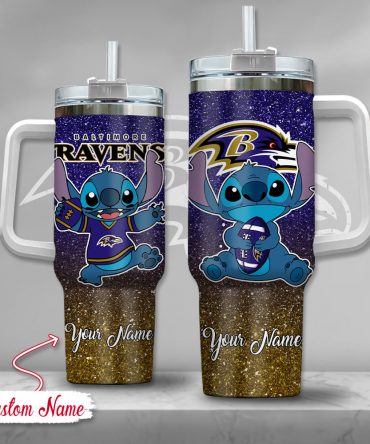 Custom Name Glitter Tumbler with Cute Blue Character Design - Perfect Gift!