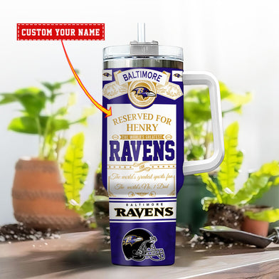 Customizable Baltimore Ravens Tumbler with Handle - Perfect Gift for Fans - Image 2