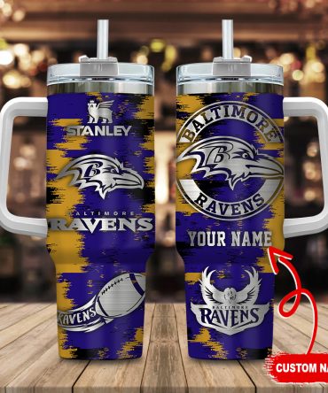 Customizable Baltimore Ravens Tumbler with Handle - Personalize Your Drinkware