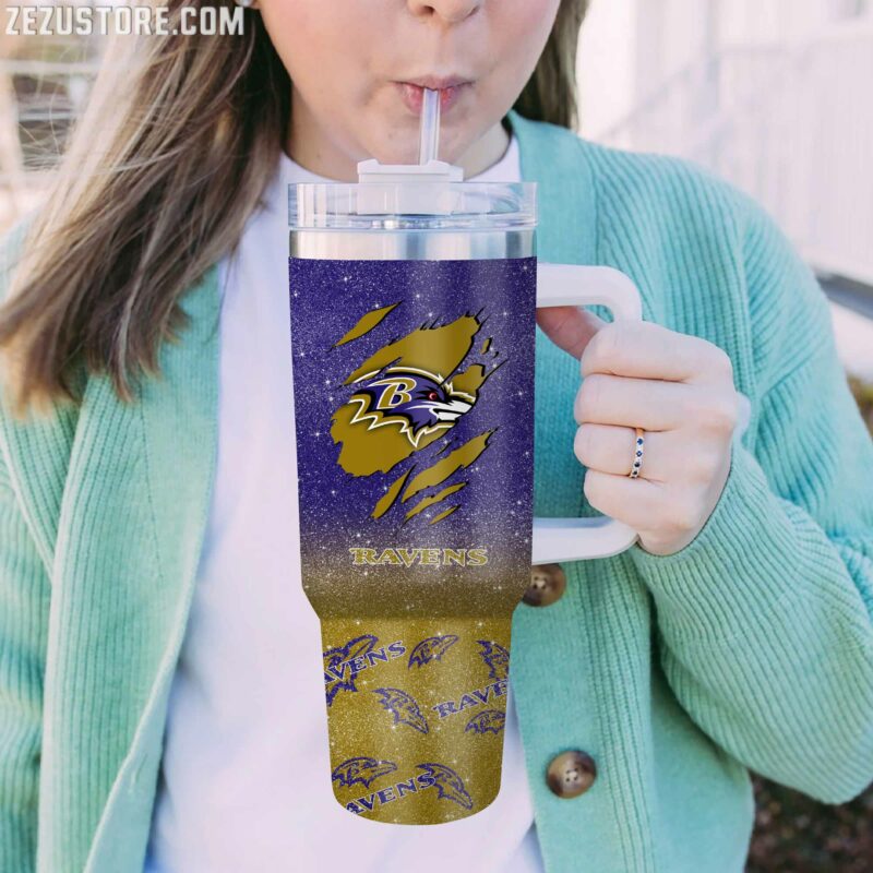 Customizable Ravens Tumbler with Handle - Show Your Team Spirit - Image 2