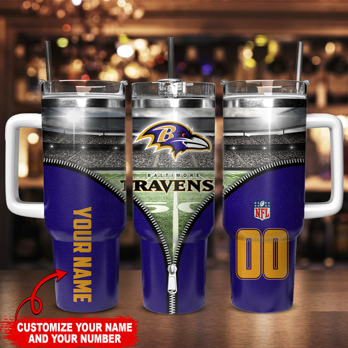 Personalized NFL Team Tumbler - Custom Name & Number - Image 2