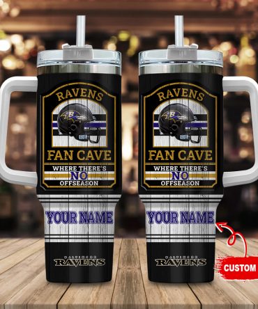 Custom Name Ravens Fan Cave Tumbler - Personalized NFL Drinkware Gift