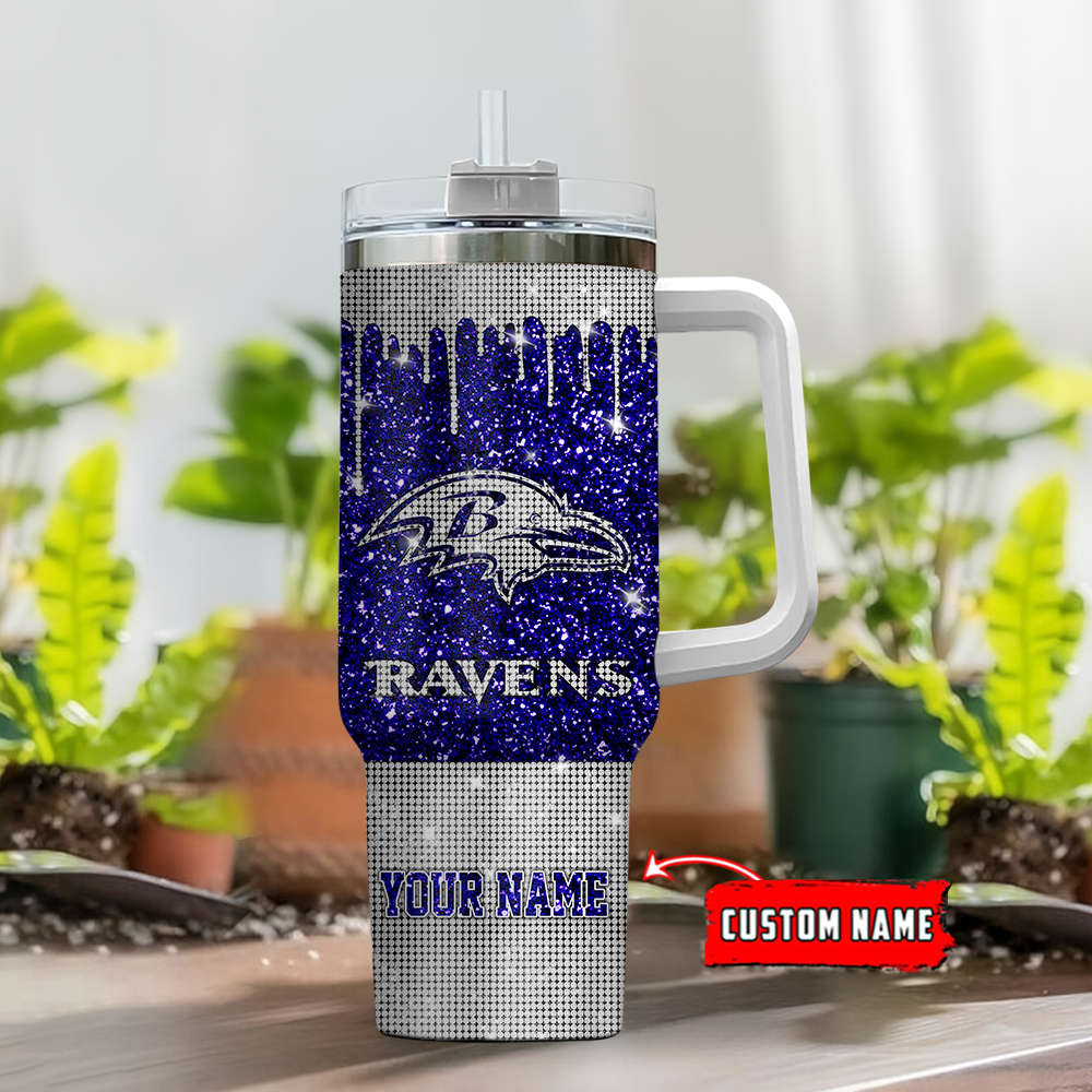 Custom Name Glitter Tumbler with Handle & Straw - Perfect Gift for Sports Fans - Image 2