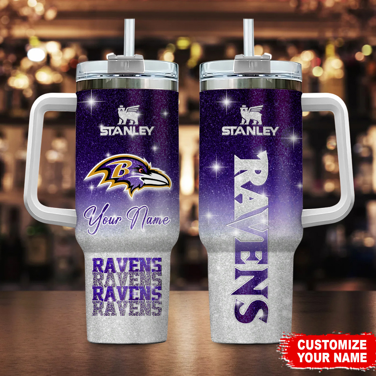 Personalized Stanley Tumbler with Straw - Custom NFL Team Design
