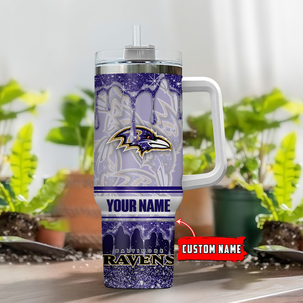 Custom Name NFL Team Tumbler with Handle - Personalized Sports Fan Gift - Image 2