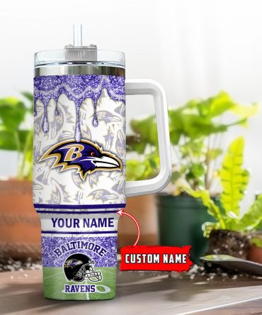 Customizable Baltimore Ravens Glitter Tumbler with Handle - Perfect Gift for Fans