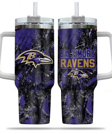 Baltimore Ravens Insulated Travel Mug with Handle and Straw - Stay Hydrated On-The-Go!